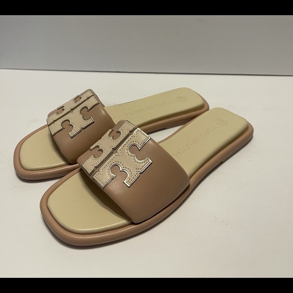 Tory Burch Double-T Padded Leather Slides 8.5 💗🤍 - Picture 7 of 12